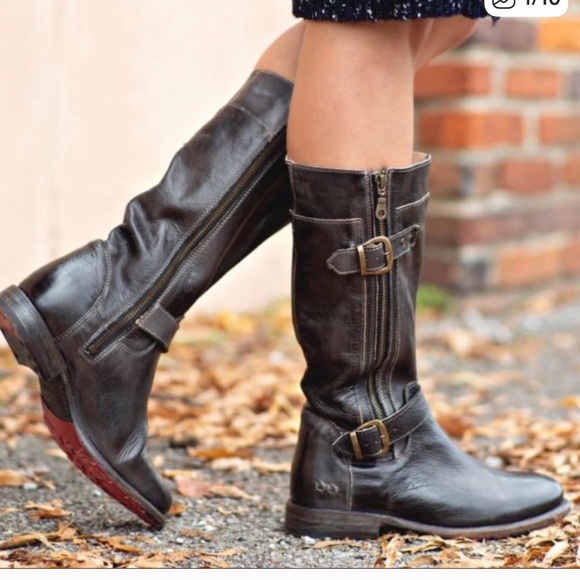 Bed|Stu Black Distressed Lug GoGo Tall Boots. Size 9.5 - Picture 1 of 16